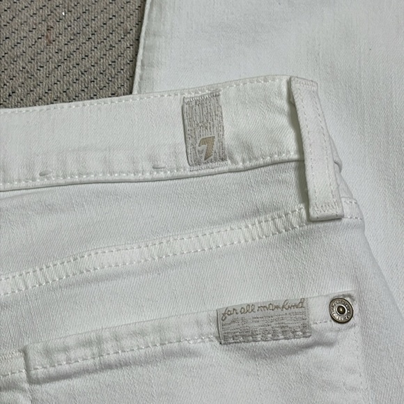 7 For All Mankind White high waisted ankle gwenevere Denim Jeans fray hems - Picture 14 of 17